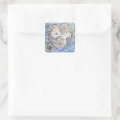 Ik bied rust vierkante sticker (Tas)