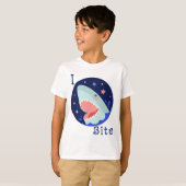 Ik bijt Schattigee haai Kinder-blauwe letter T-shirt (Voorkant volledig)