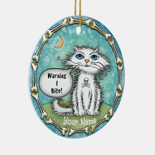 Ik bijt Scraggles Cat Keramisch Ornament (Rechts)