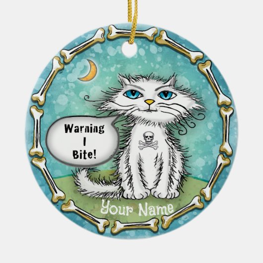 Ik bijt Scraggles Cat Keramisch Ornament (Voorkant)