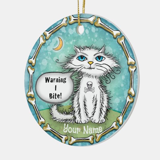 Ik bijt Scraggles Cat Keramisch Ornament (Links)