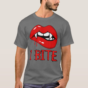 Ik bijt Sey vampier lippen slagtanden horror Hallo T-shirt