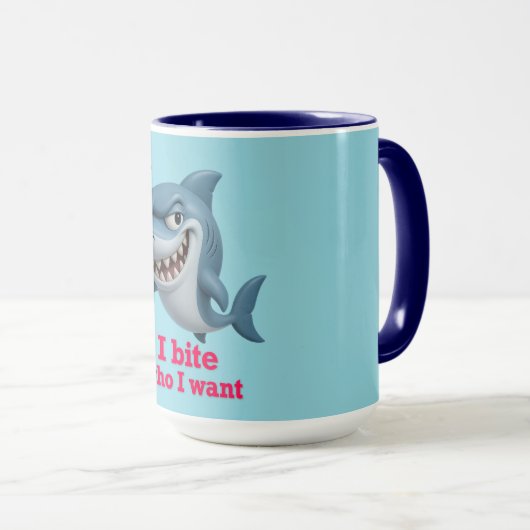 Ik bijt wie ik wil - Grappige Cartoon haai Mok (Voorkant rechts)