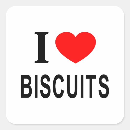 IK ❤️ BISCUITS IK HOOP VAN BISCUITS I HEART BISCUI VIERKANTE STICKER (Voorkant)