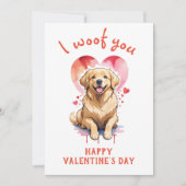 Ik blaf je gouden retriever hond valentijnsdag feestdagenkaart (Voorkant)