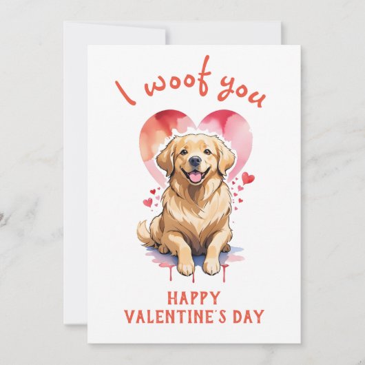 Ik blaf je gouden retriever hond valentijnsdag feestdagenkaart (Voorkant)