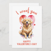 Ik blaf je gouden retriever hond valentijnsdag feestdagenkaart (Voorkant / Achterkant)