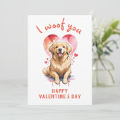 Ik blaf je gouden retriever hond valentijnsdag feestdagenkaart (Staand voorkant)