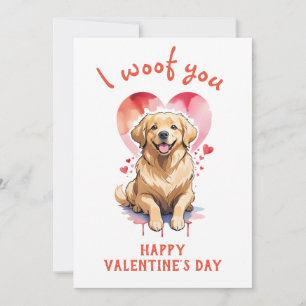 Ik blaf je gouden retriever hond valentijnsdag feestdagenkaart
