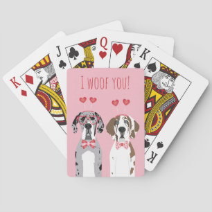 Ik blaf je grote Deense honden Roze Rood Pokerkaarten