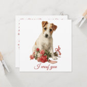 Ik blaf jou antieke hond valentijnsdag kaart (Voorkant / Achterkant in situ)