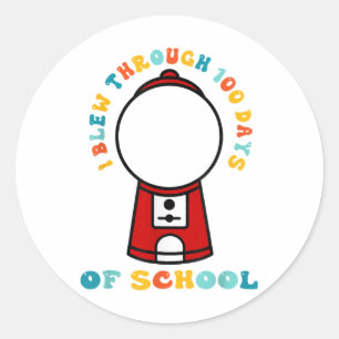 Ik blies door 100 dagen gumbalmachine op school ronde sticker