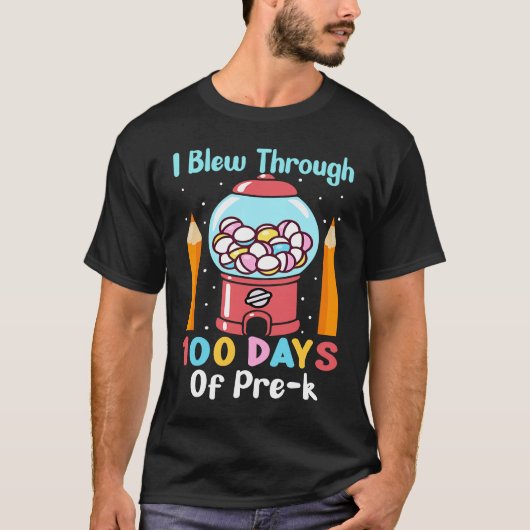 Ik blies door 100 dagen van Pre K Happy 100th Day T-shirt (Voorkant)
