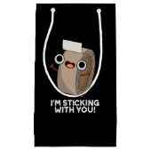 Ik blijf bij je grappige duct tape pun donker BG Klein Cadeauzakje (Voorkant)