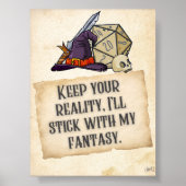 Ik blijf bij mijn fantasy gaming quotes Poster (Voorkant)