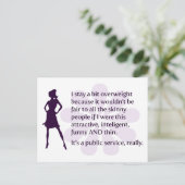 Ik blijf een beetje overgewicht omdat... briefkaart (Staand voorkant)