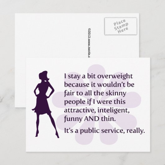 Ik blijf een beetje overgewicht omdat... briefkaart (Voorkant / Achterkant)