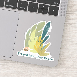 Ik blijf liever thuis Hermit Crab en Seaweed Schat Sticker