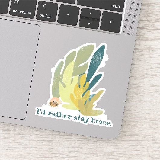 Ik blijf liever thuis Hermit Crab en Seaweed Schat Sticker (Detail)