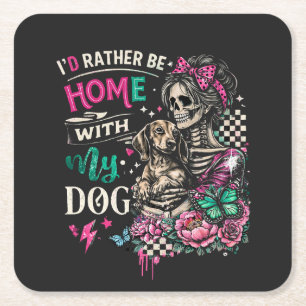Ik blijf liever thuis met mijn hond  kartonnen onderzetters