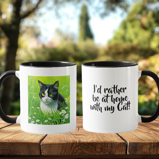 Ik blijf liever thuis met mijn kat mok