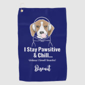Ik blijf passief en kil hond grappige beagle golfhanddoek (Voorkant)