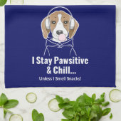 Ik blijf positief en chill Beagle grappige hond Theedoek (Gevouwen)