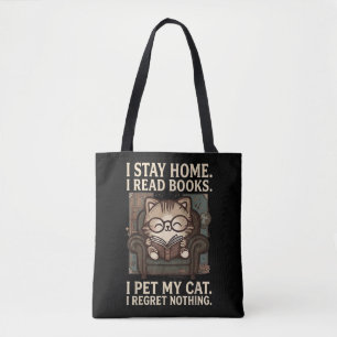 Ik Blijf Thuis Ik Lees Boeken Ik Aai Mijn Kat Grap Tote Bag