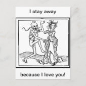 Ik blijf weg omdat ik van je hou briefkaart (Voorkant)