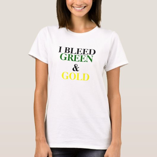 IK BLOED, GROEN, EN GOLD T-SHIRT (Voorkant)