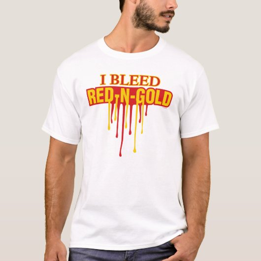 Ik Bloed Rood en Goud T-shirt (Voorkant)