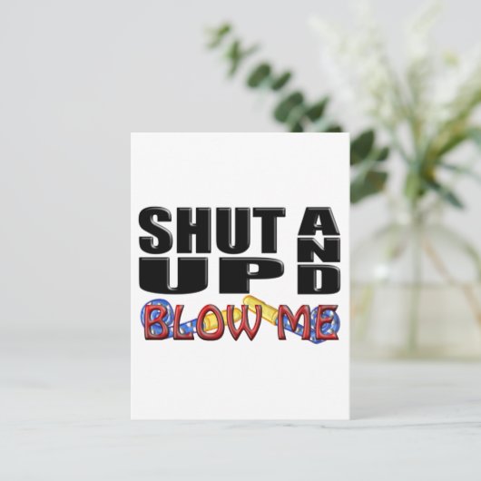 IK BLOEG EN BLOEK ME (partijvoordeel) Uitnodiging Briefkaart (Staand voorkant)