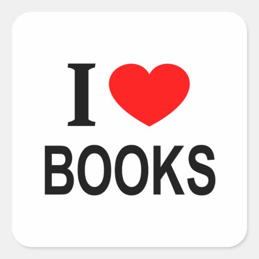 Ik ❤️ BOEKEN WAARVAN IK BOEKEN HEB. Vierkante Sticker (Voorkant)