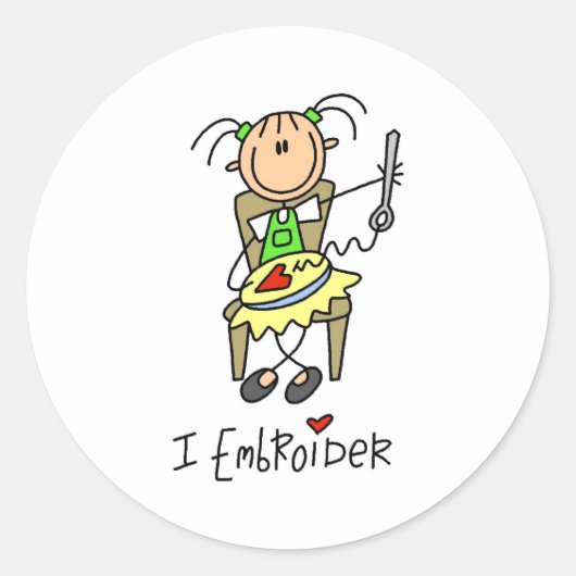 Ik Borduur Ronde Sticker (Voorkant)