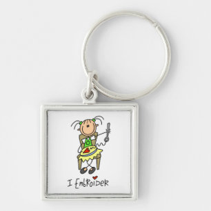 Ik Borduur Stokfiguur Sleutelhanger