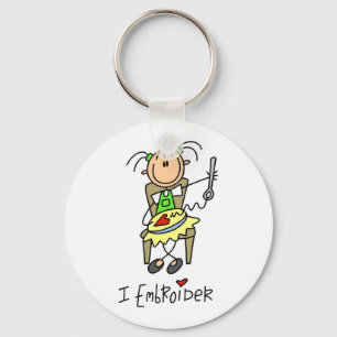 Ik Borduur Stokfiguur Sleutelhanger