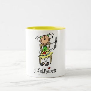 Ik borduur T-shirts en cadeaus Tweekleurige Koffiemok