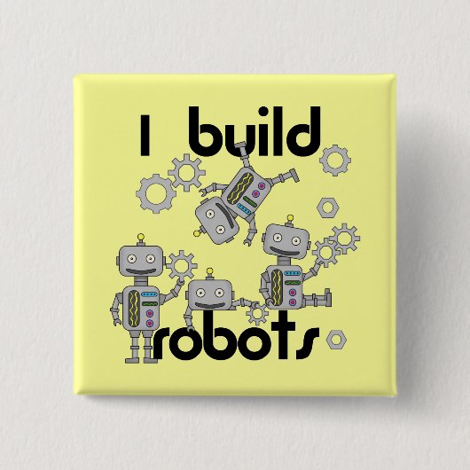 Ik bouw Robots Vierkante Button 5,1 Cm (Voorkant)