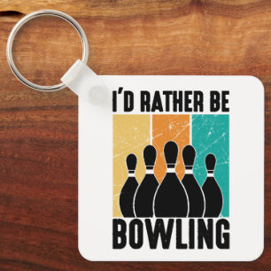 "Ik Bowlen Liever" Retro Zonsondergang Sleutelhanger