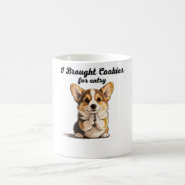 "Ik Bracht Koekjes" Smekende Corgi Pen & Inkt Kuns Koffiemok