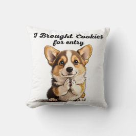 "Ik Bracht Koekjes" Smekende Corgi Pen & Inkt Kuns Kussen