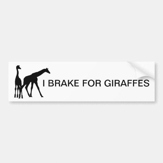 IK BRAK VOOR GIRAFFES BUMPERSTICKER (Voorkant)