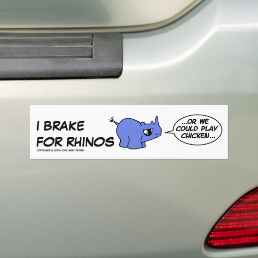 IK BRAK VOOR RHINOS... BUMPERSTICKER (Op auto)