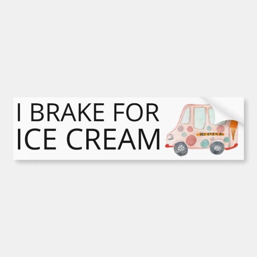 IK BRAKE VOOR ICE CREAM Cute Ice Cream Truck Bumpersticker (Voorkant)