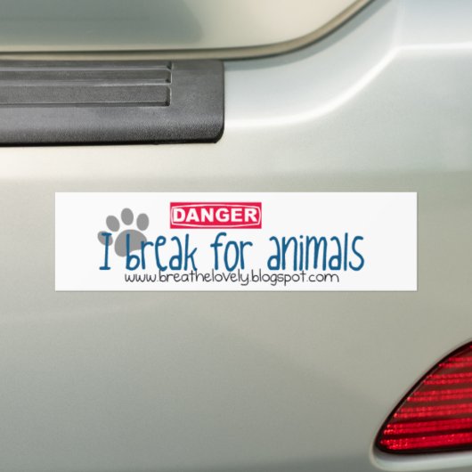 Ik breek voor dieren bumpersticker (Op auto)