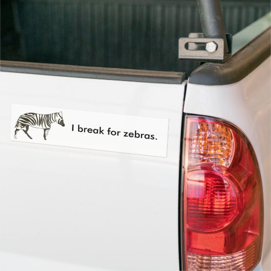 Ik breek voor zebra's, bumperstickers (Op Truck)