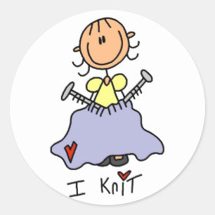 Ik Brei Stick Figure T-shirts en Cadeaus Ronde Sticker