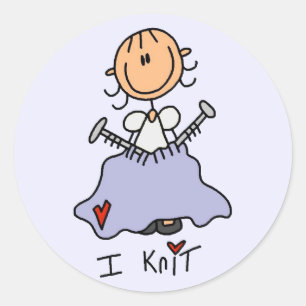 Ik Brei Stick Figure T-shirts en Cadeaus Ronde Sticker
