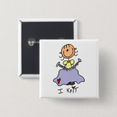Ik Brei Vierkante Button 5,1 Cm (Voorkant /achterkant)
