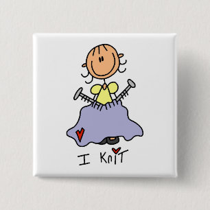 Ik Brei Vierkante Button 5,1 Cm